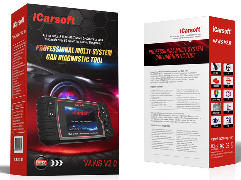 New Arrival! iCarsoft Multi-system scanner VAWS V1.0 and VAWS V2.0 for Audi/VW/Seat/Skoda