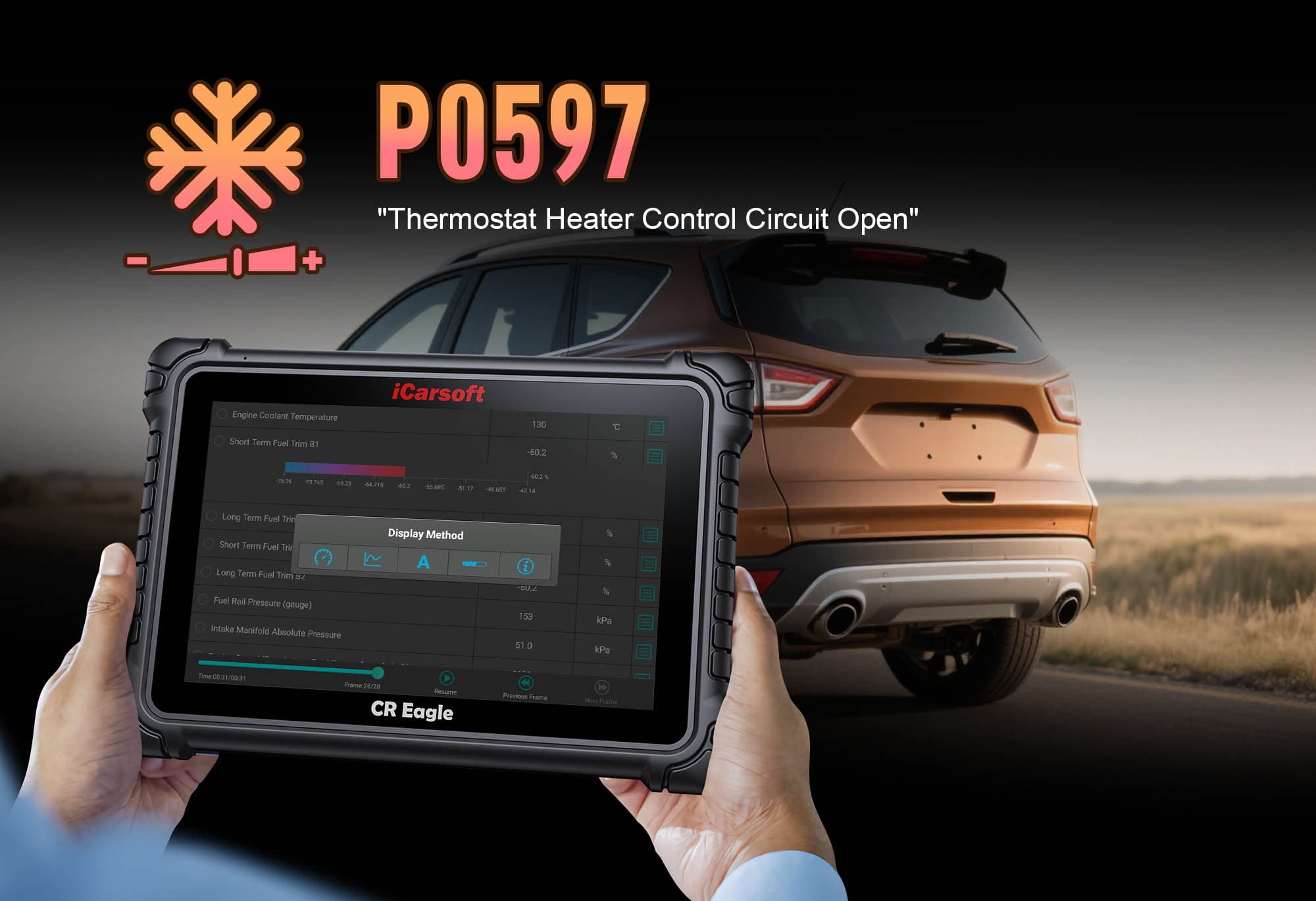 Understanding P0597: Diagnose Thermostat Heater Control Circuit High with iCarsoft CR Eagle